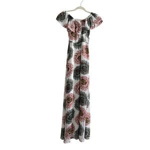 LOFT Women's Floral Maxi Dress, off the shoulder – Size 0